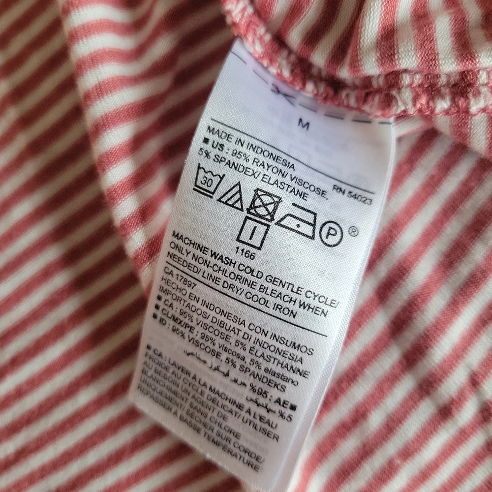 Old Navy Pink and White Stripe Luxe Long Sleeve Tee  Women's Size M - Picture 8 of 8